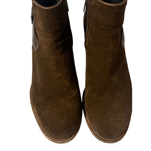 Aquatalia 'Tracy' Suede Ankle Boots Waterproof •9• Leather Buckle Brown Worn 1x - Picture 6 of 14